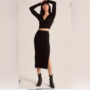 Abercrombie Black Ribbed Skirt Set